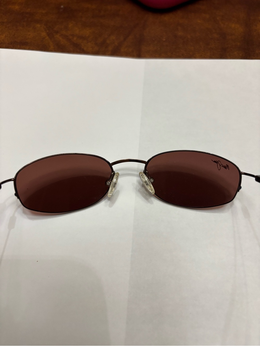 Maui Jim Rimless titanium metal frame sunglasses with Oval Brown Lens - Picture 4 of 7